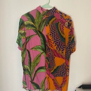 shirts men button up shirt Farm Rio men’s shirt summer shirt Size Small tropical
